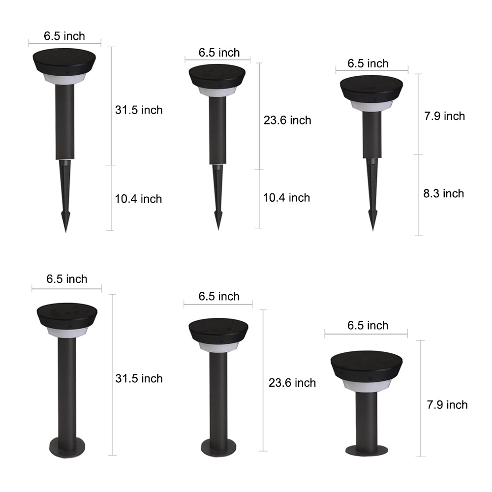 Cylinder Solar Path Light — Black Aluminum, LED, Adjustable Spike or Base, IP65, 3000K