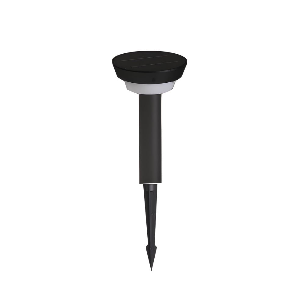 Cylinder Solar Path Light — Black Aluminum, LED, Adjustable Spike or Base, IP65, 3000K