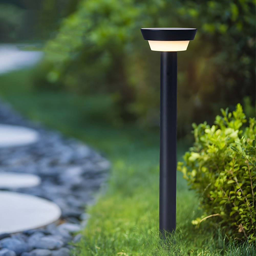 Cylinder Solar Path Light — Black Aluminum, LED, Adjustable Spike or Base, IP65, 3000K