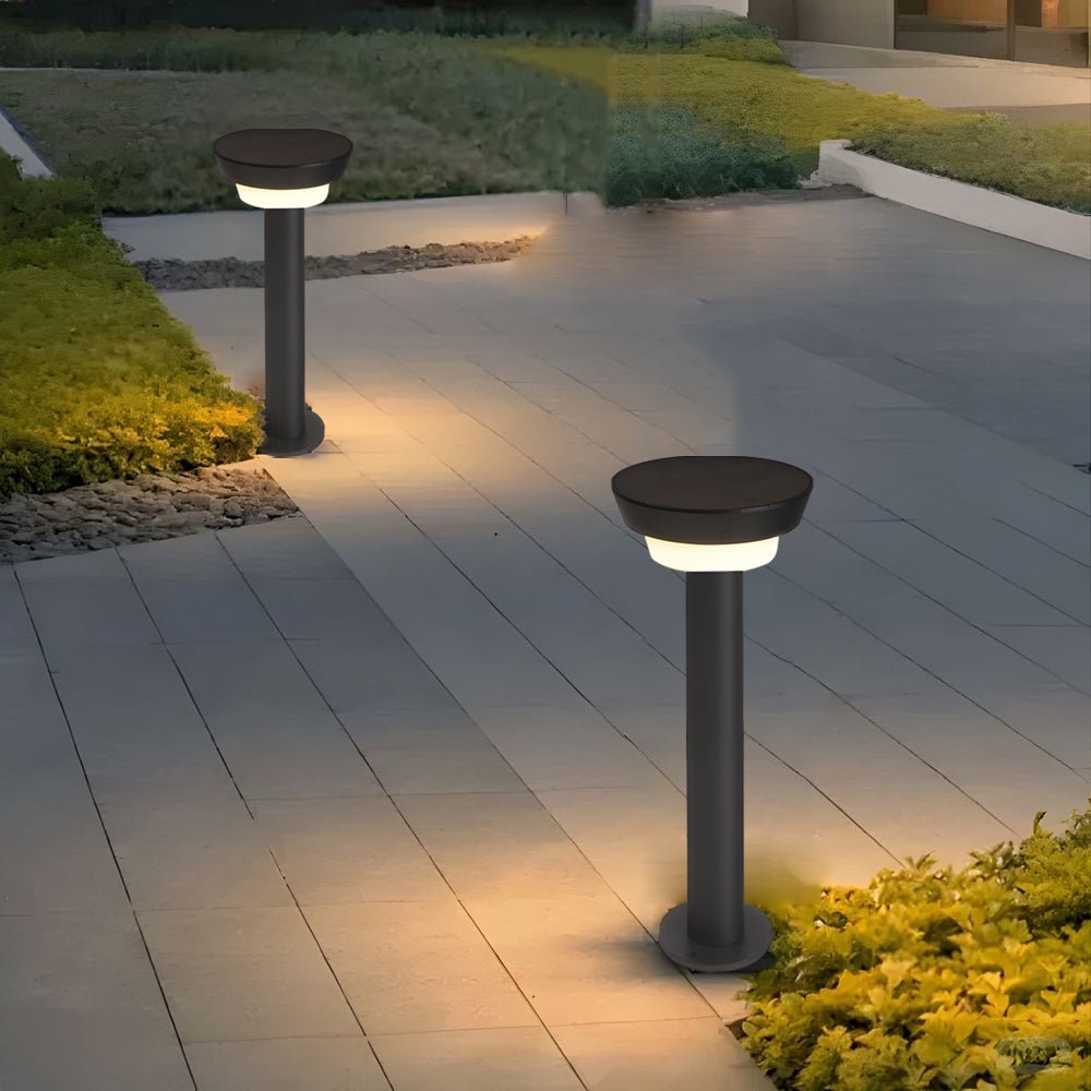 Cylinder Solar Path Light — Black Aluminum, LED, Adjustable Spike or Base, IP65, 3000K