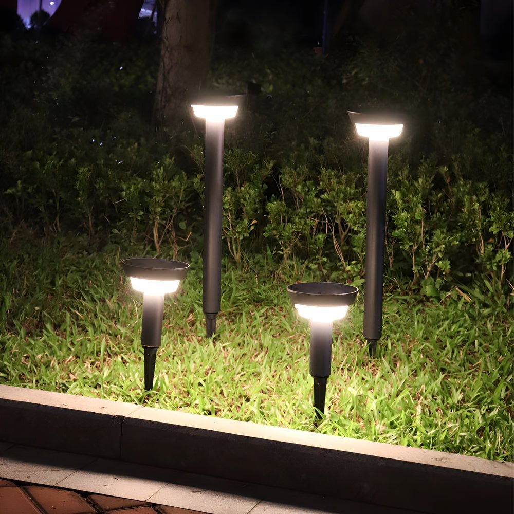 Cylinder Solar Path Light — Black Aluminum, LED, Adjustable Spike or Base, IP65, 3000K