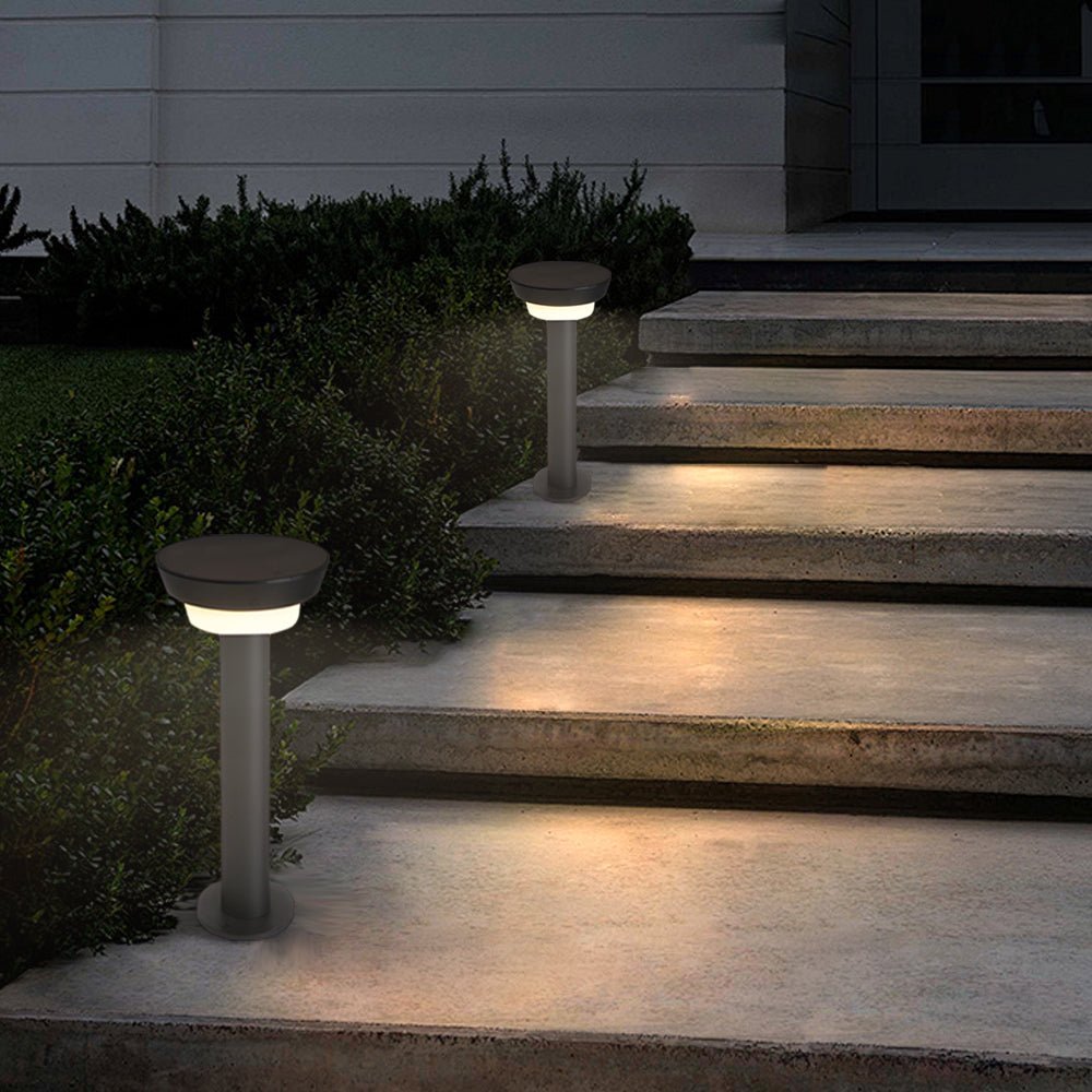 Cylinder Solar Path Light — Black Aluminum, LED, Adjustable Spike or Base, IP65, 3000K