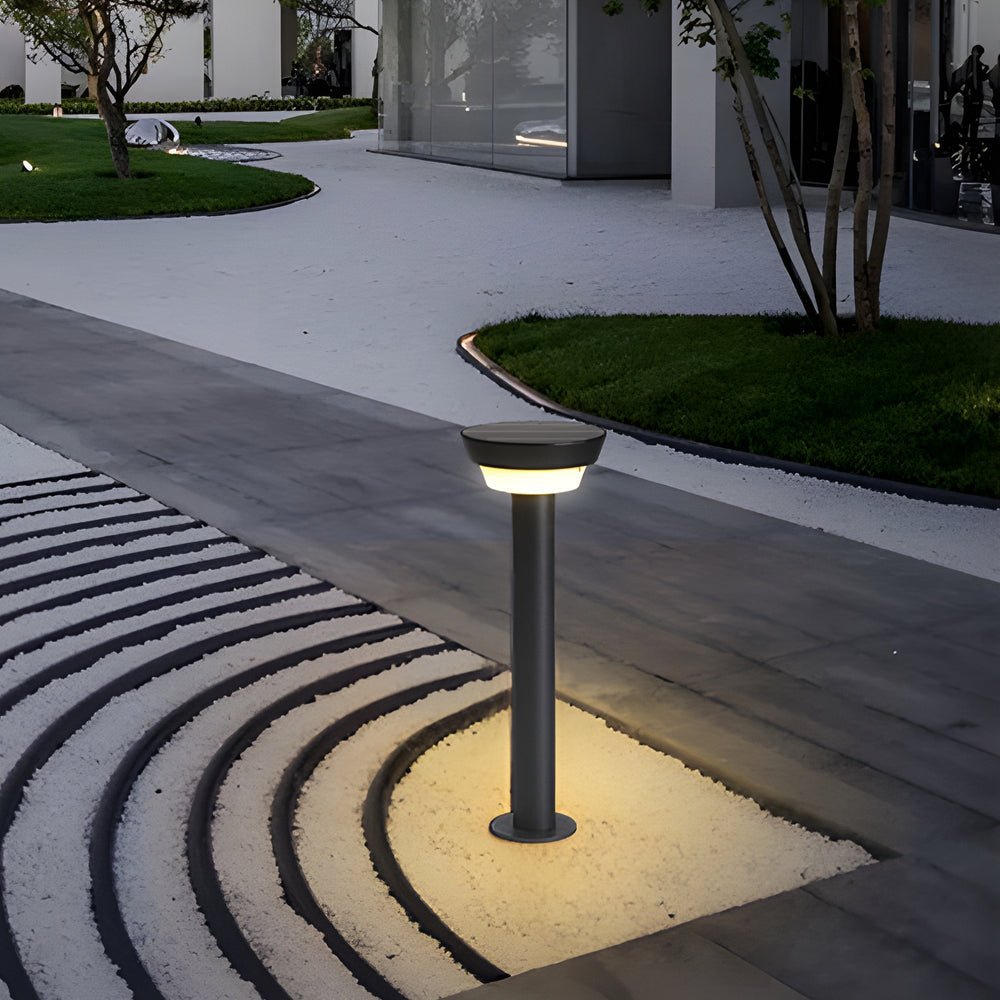 Cylinder Solar Path Light — Black Aluminum, LED, Adjustable Spike or Base, IP65, 3000K