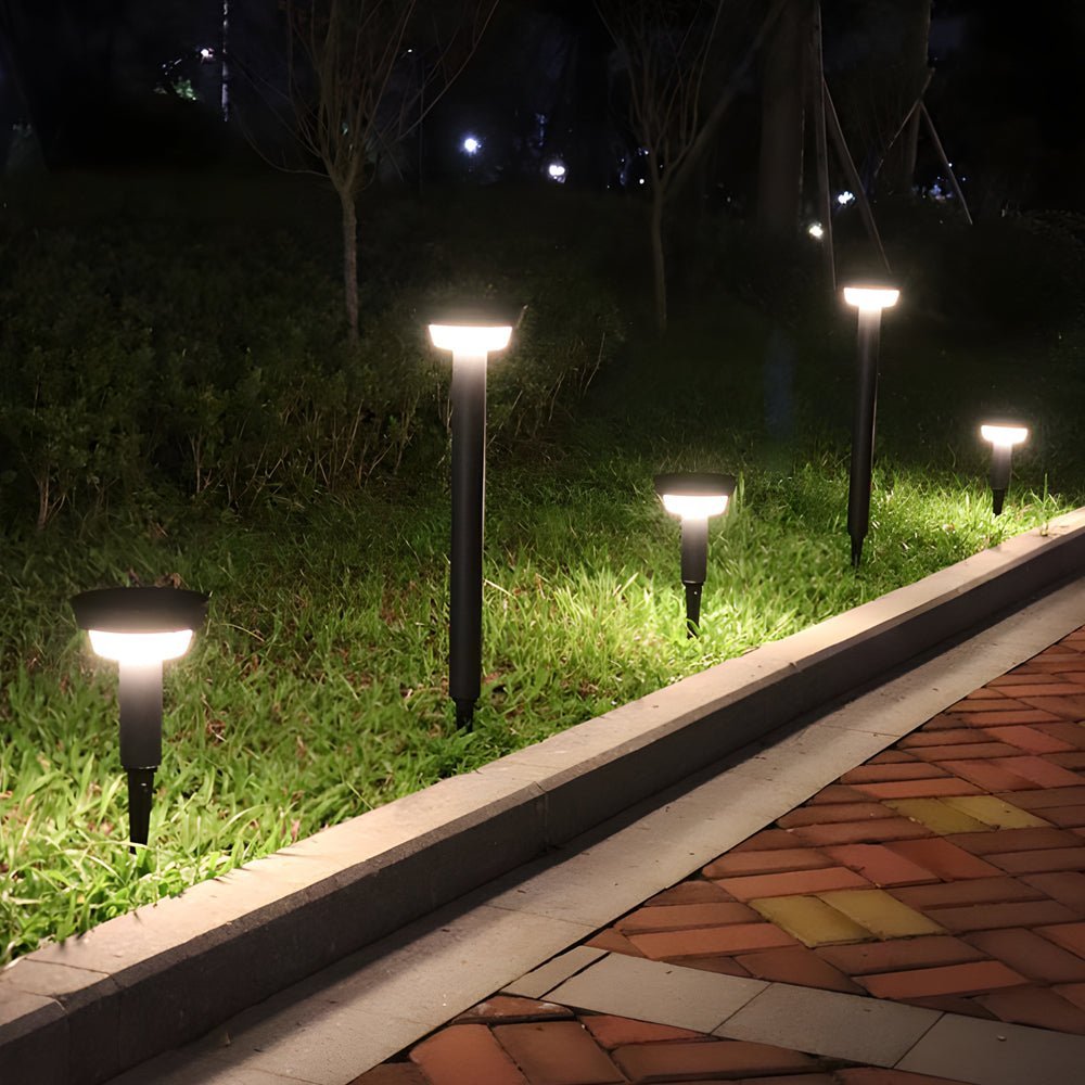 Cylinder Solar Path Light — Black Aluminum, LED, Adjustable Spike or Base, IP65, 3000K