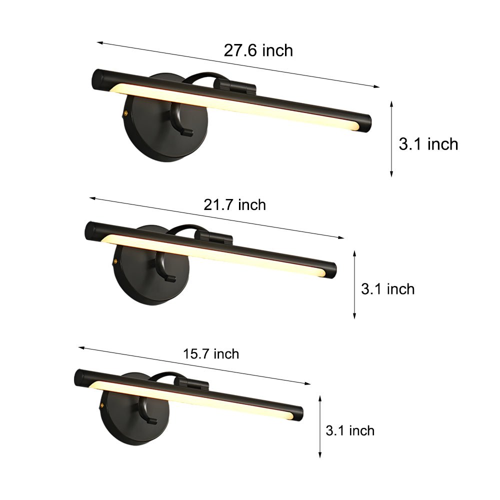 Rotatable Copper LED Vanity Light Bar — Copper or Black, 3-Step Dimming, 3000K/4500K/6000K, Over-Mirror