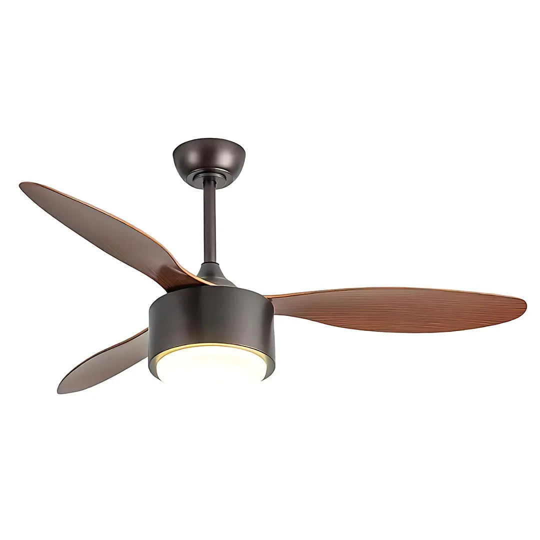 LED Ceiling Fan with Light in Silver and Light Wood Grain Finish Luxe