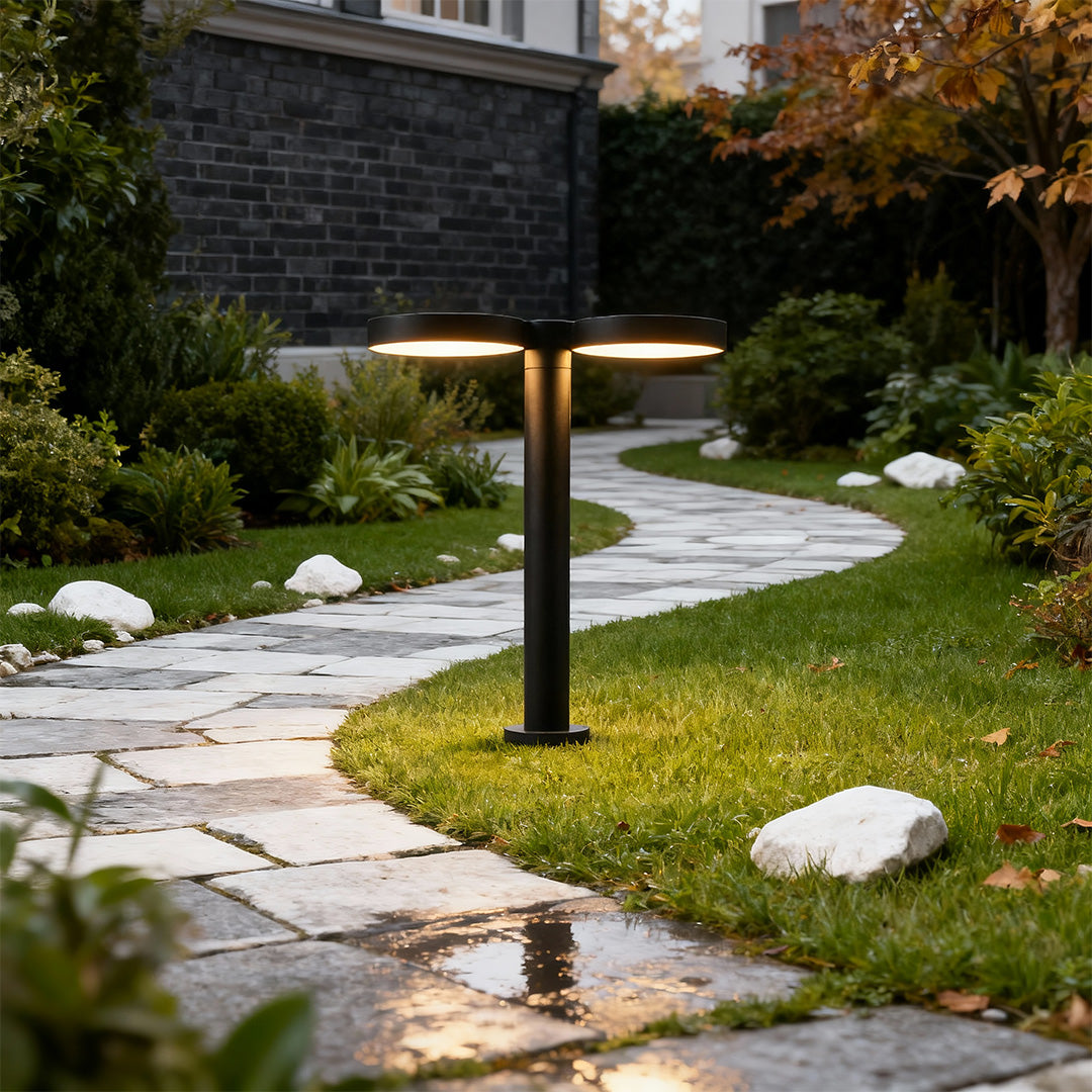 Modern Solar Path Light — Black Die-Cast Aluminum, Single or Double Head, Dual Color Temperature, IP65, 4000mAh