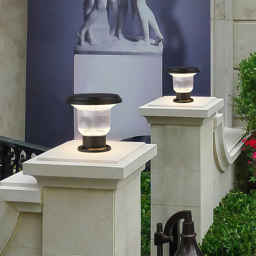 Outdoor Pillar Light — Aluminum, Solar or Hardwired E27, IP65 Weatherproof, Black / Gray