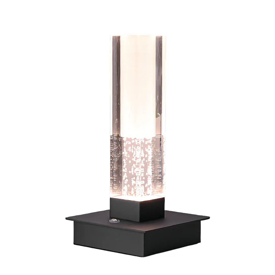 Modern Cordless Square Table Lamp with Dimmable LED - Bubble Design for Nightstands Luxe
