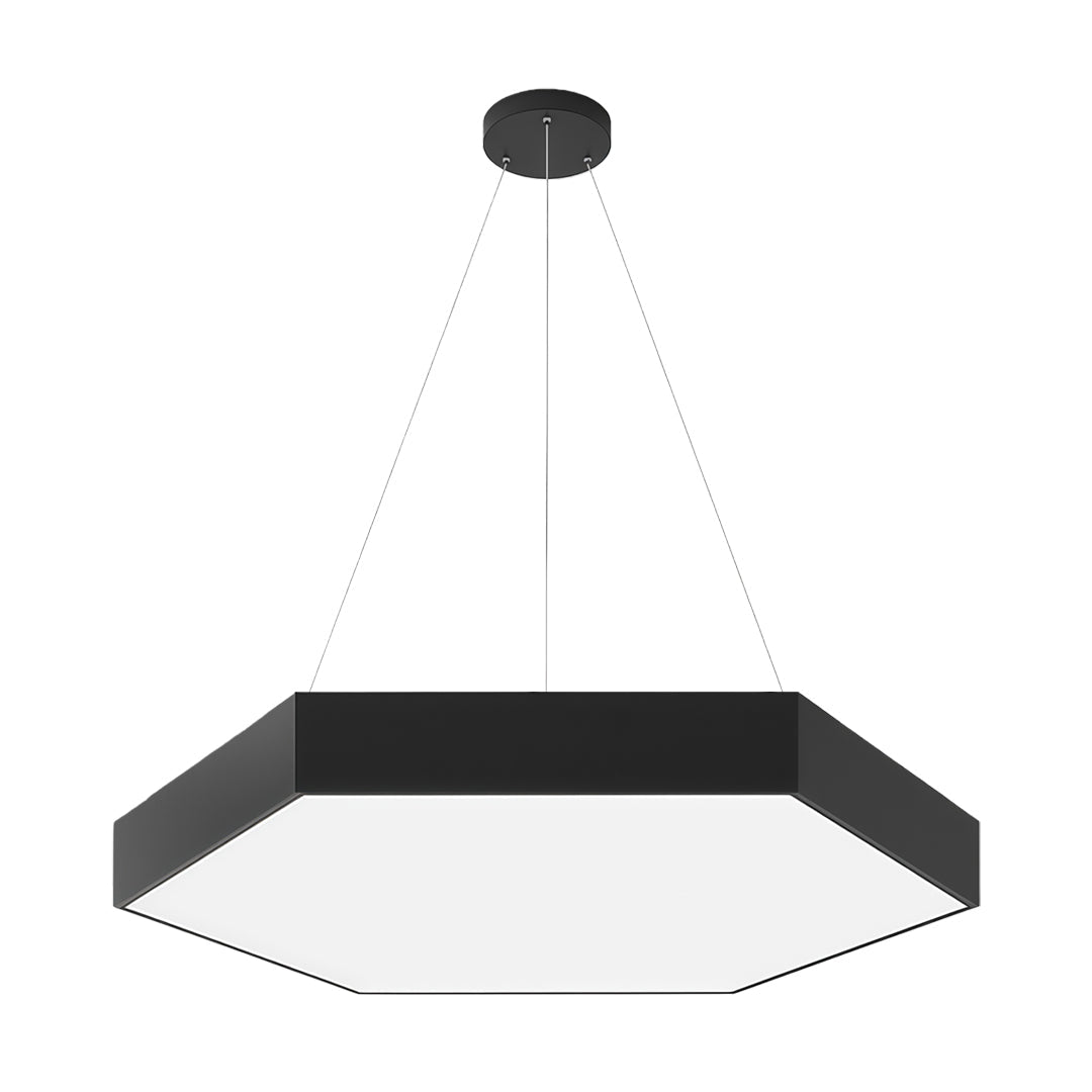 Hexagonal Geometric Honeycomb LED Pendant — Iron, Acrylic Shade, 6 Sizes, 39.4" Adjustable Chain, Black or White