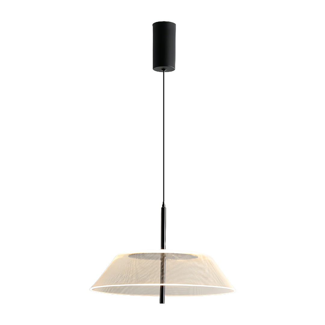 Minimalist Clear Glass Pendant Light — Stainless Steel, Black, 7W LED, 3000K, Adjustable Cord, 14.96" Wide