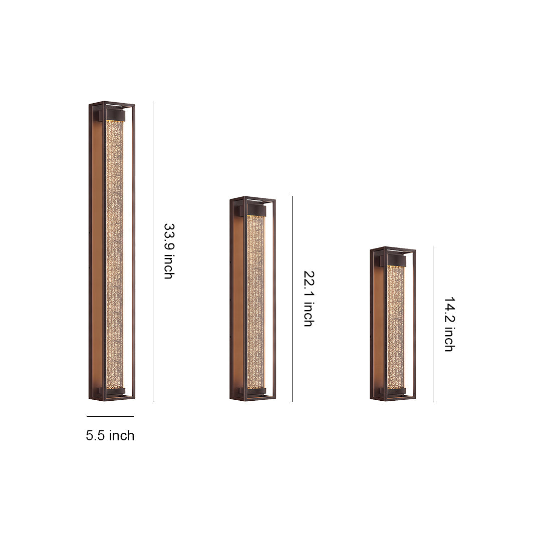 Minimalist Linear Outdoor Wall Sconce — Stainless Steel, Coffee Finish, Integrated LED, IP44, 3 Sizes