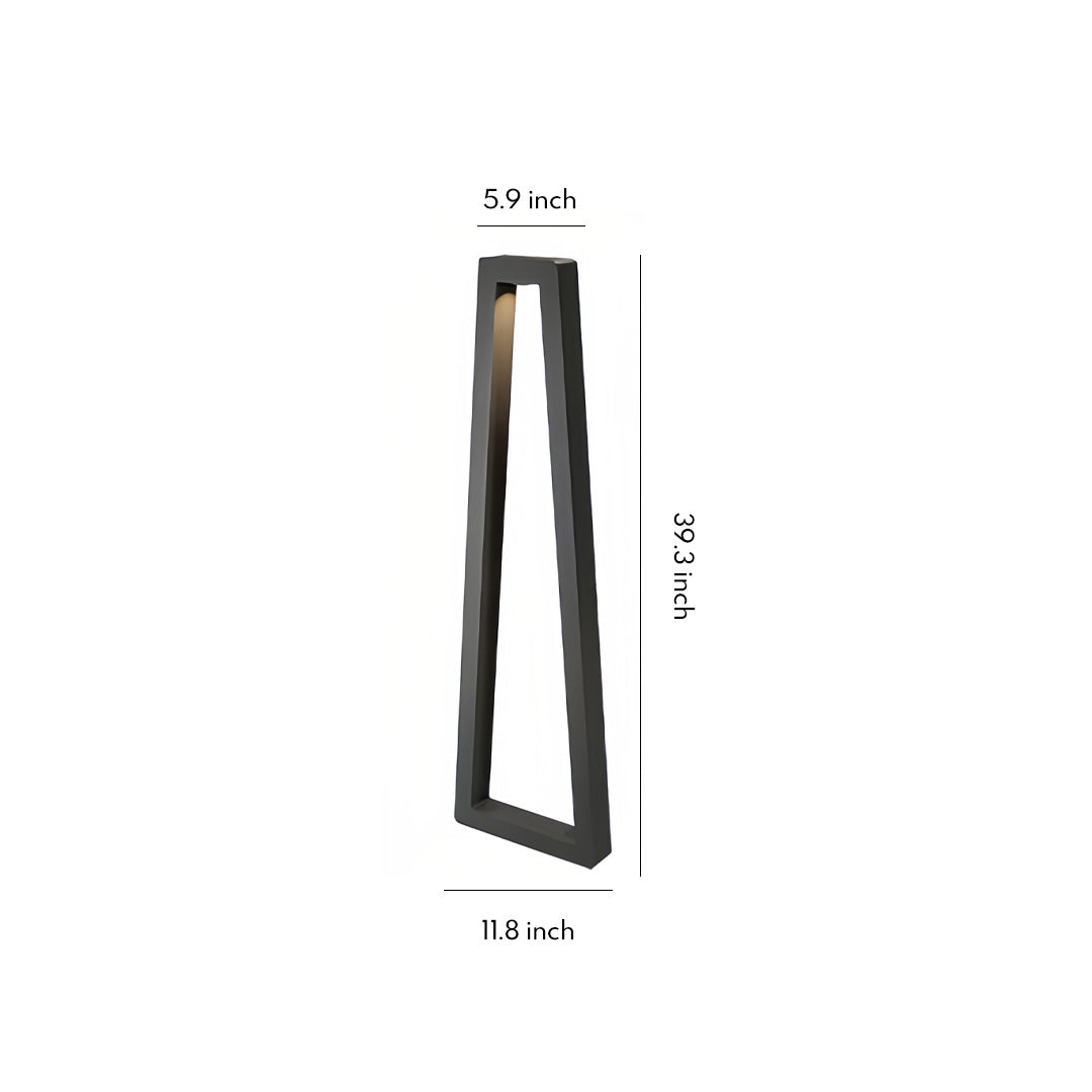 Minimalist Trapezoidal Landscape Pillar Light — Black Die-Cast Aluminum, 14W LED, IP65, 39.4" Hardwired