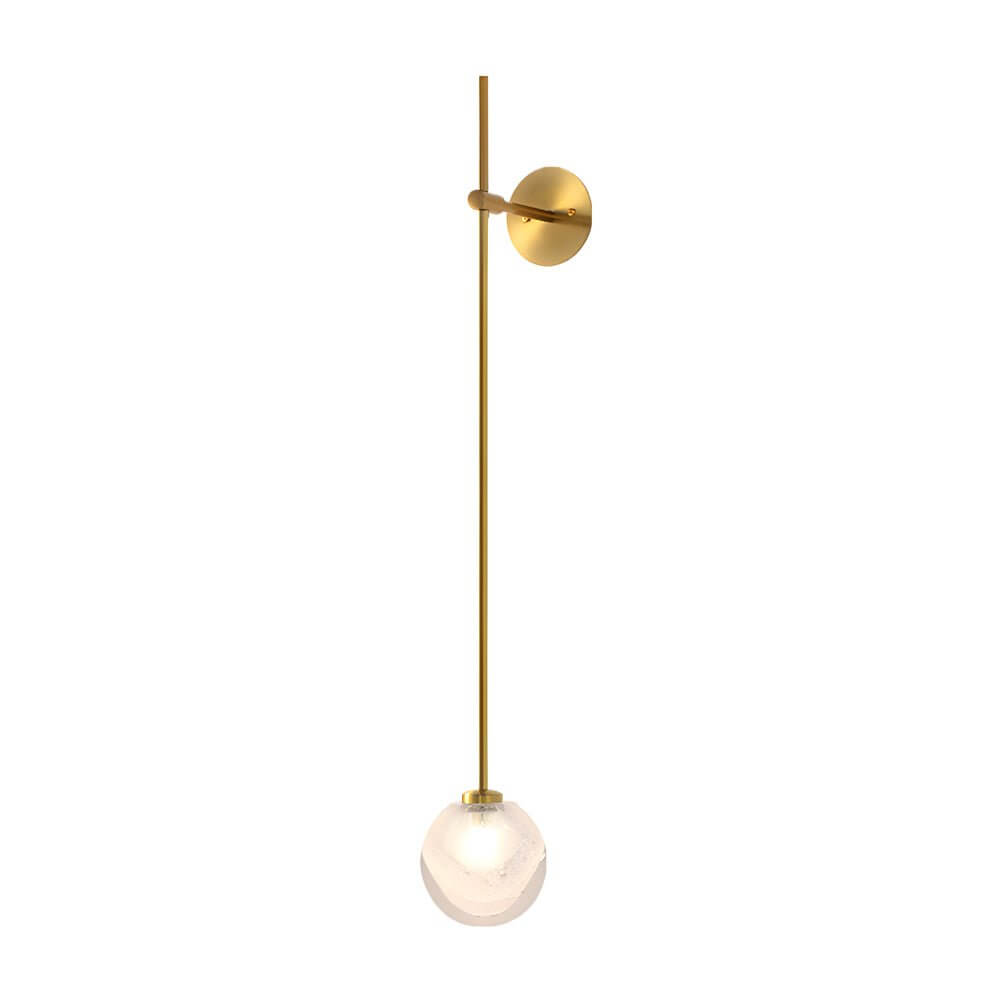 slim wall light with a single glass bubble globe
