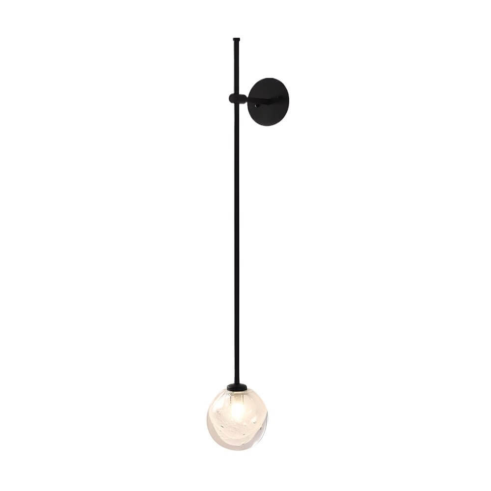 slim wall light with a single glass bubble globe