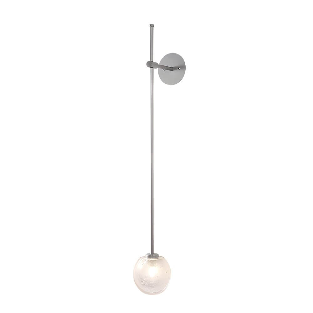slim wall light with a single glass bubble globe