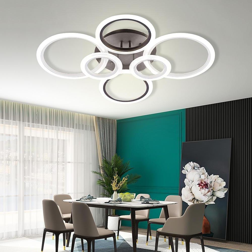 Tiered Circles Flush-Mount Ceiling Light — Aluminum & Acrylic, 2800K–7000K, 4-Light / 6-Light / 8-Light
