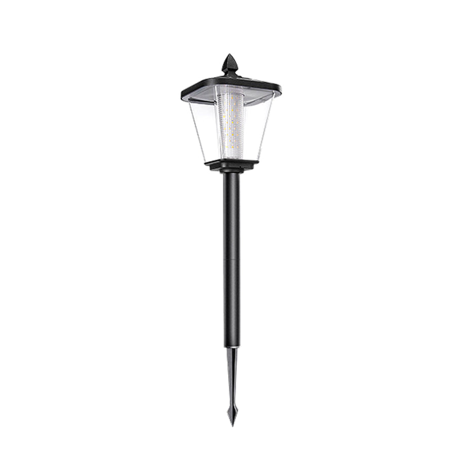 Pointed-Top Solar LED Path Light — Die-Cast Aluminum, Dual-Color 3000K/6000K, Adjustable Height, IP54, Stake or Base Mount
