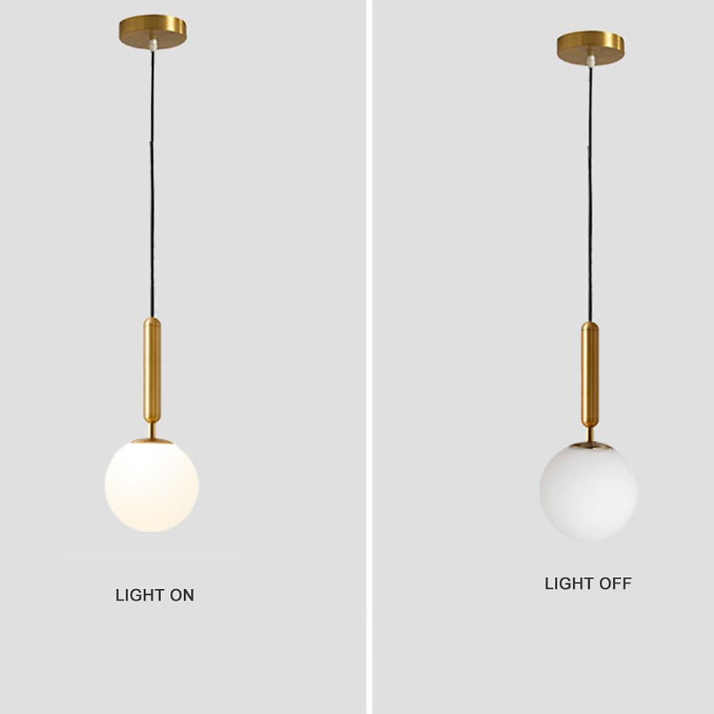 Globe Mini Pendant — Black or Gold Metal with Glass Shade, LED, 6" Dia., 47" Adjustable Cord