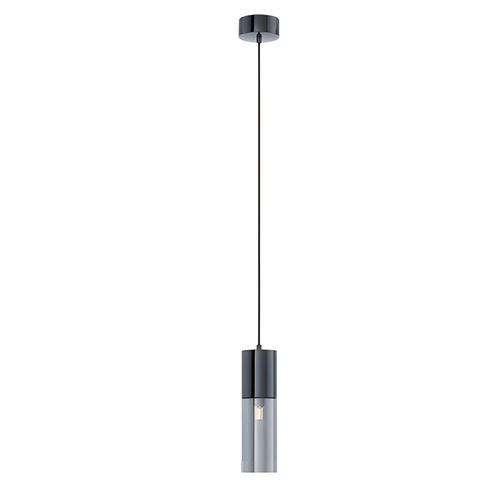 Cylinder Mini Pendant Light — Mirrored Iron and Smoke Gray Glass, 7W LED, 3-Step Dimming