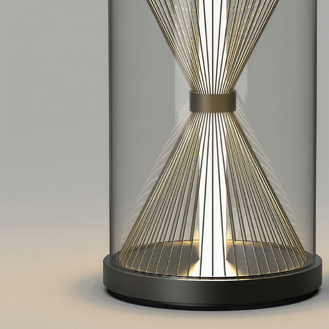 Hourglass Portable Outdoor Lantern — Black Stainless Steel, IP65, Plug-in or Solar, 13.2" / 23.6"