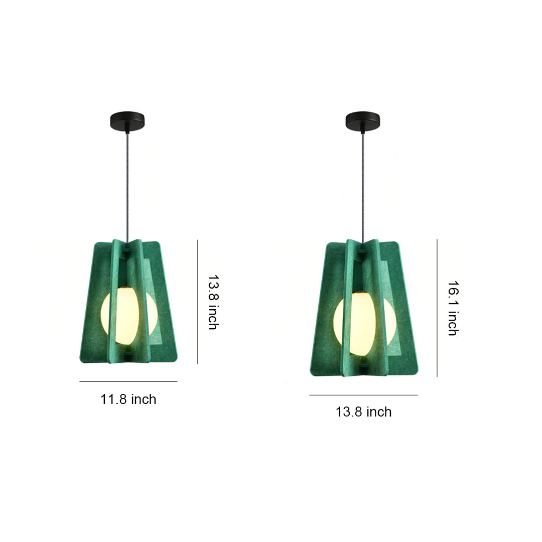 Geometric Felt Mini Pendant — PE+PET Acoustic Felt, Iron, 30/35cm, 6 Colors, Adjustable 2m Cord