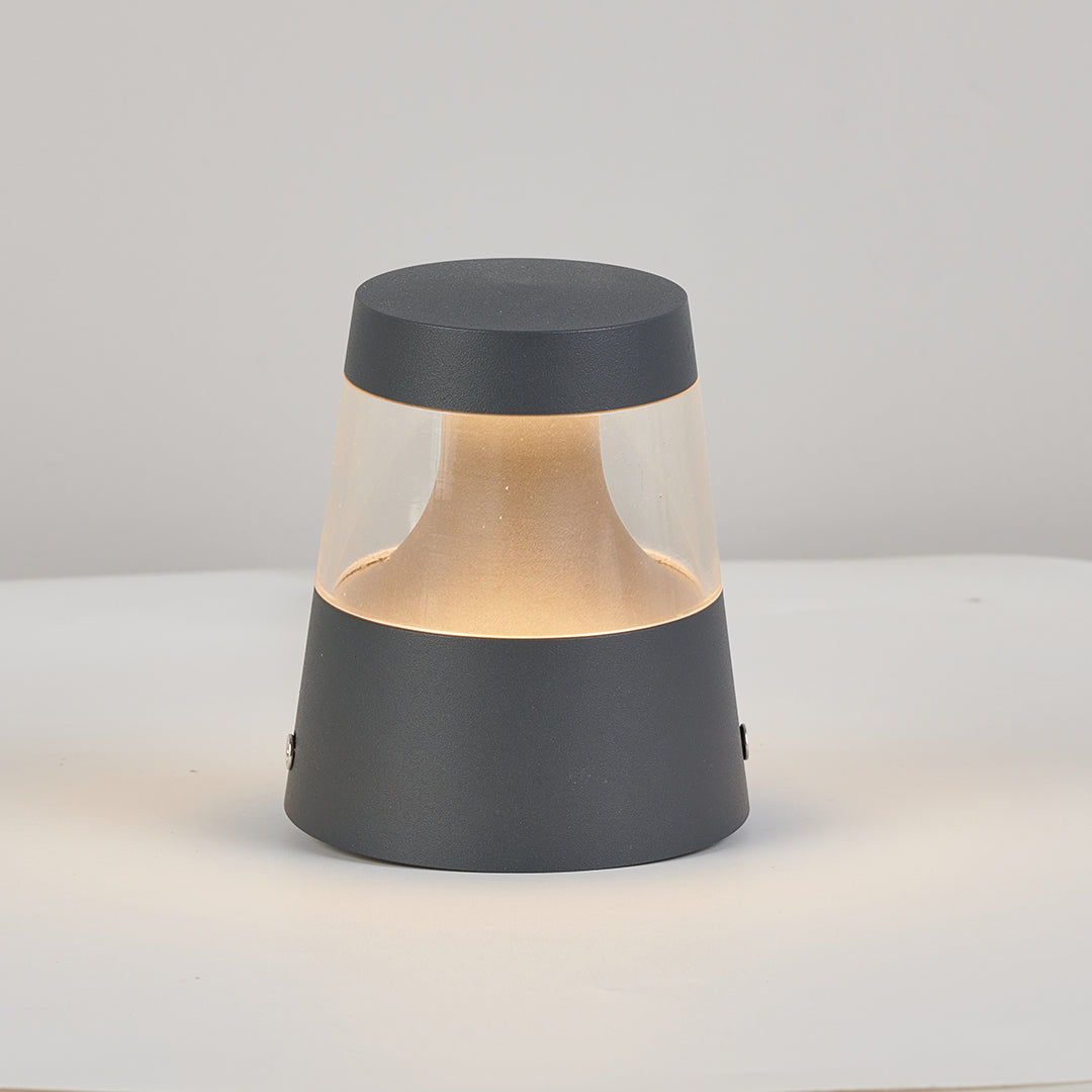 Modern Bollard Landscape Light — Sand-Gray Aluminum, 5W LED, 3000K Warm White, IP54 Weatherproof