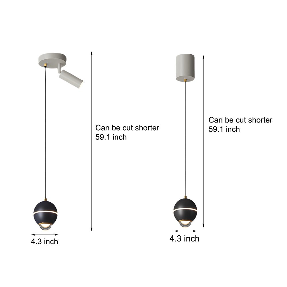 modern pendant lights with small metal balls and 3 step dimming spotlights