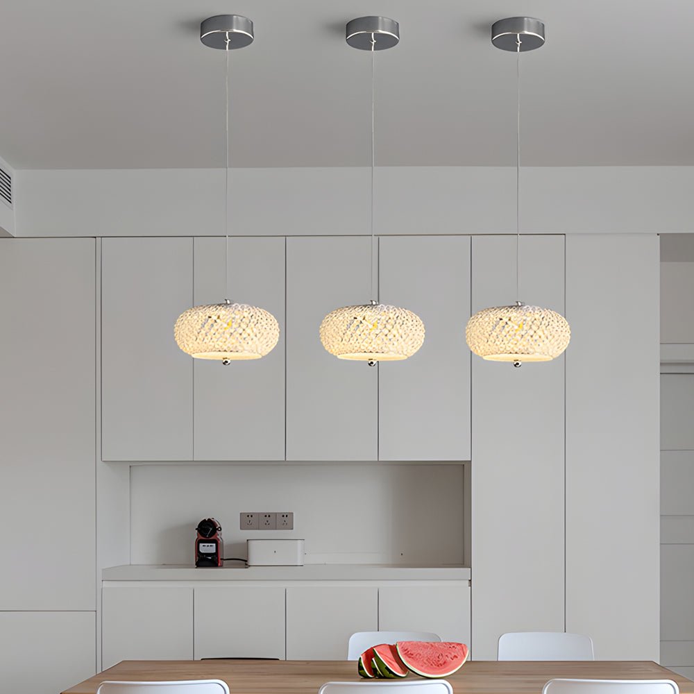 Round Drum Crystal Mini Pendant — Chrome Iron, 3-Step Dimming, 3000K/4500K/6000K, 7.1" Diameter