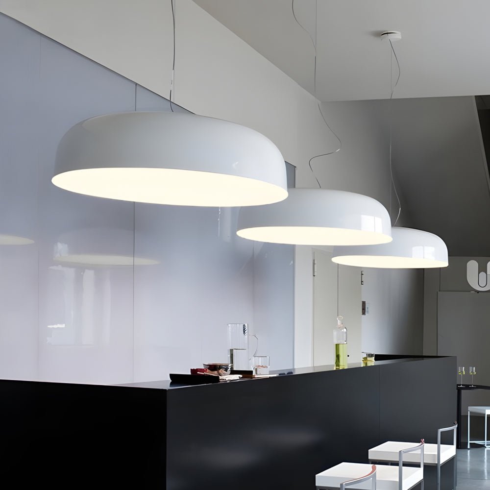 Smithfield Round Pendant Light — Aluminum & Acrylic, 3-Step Dimming LED, Black or White, 13.8" / 18.9" / 23.6"