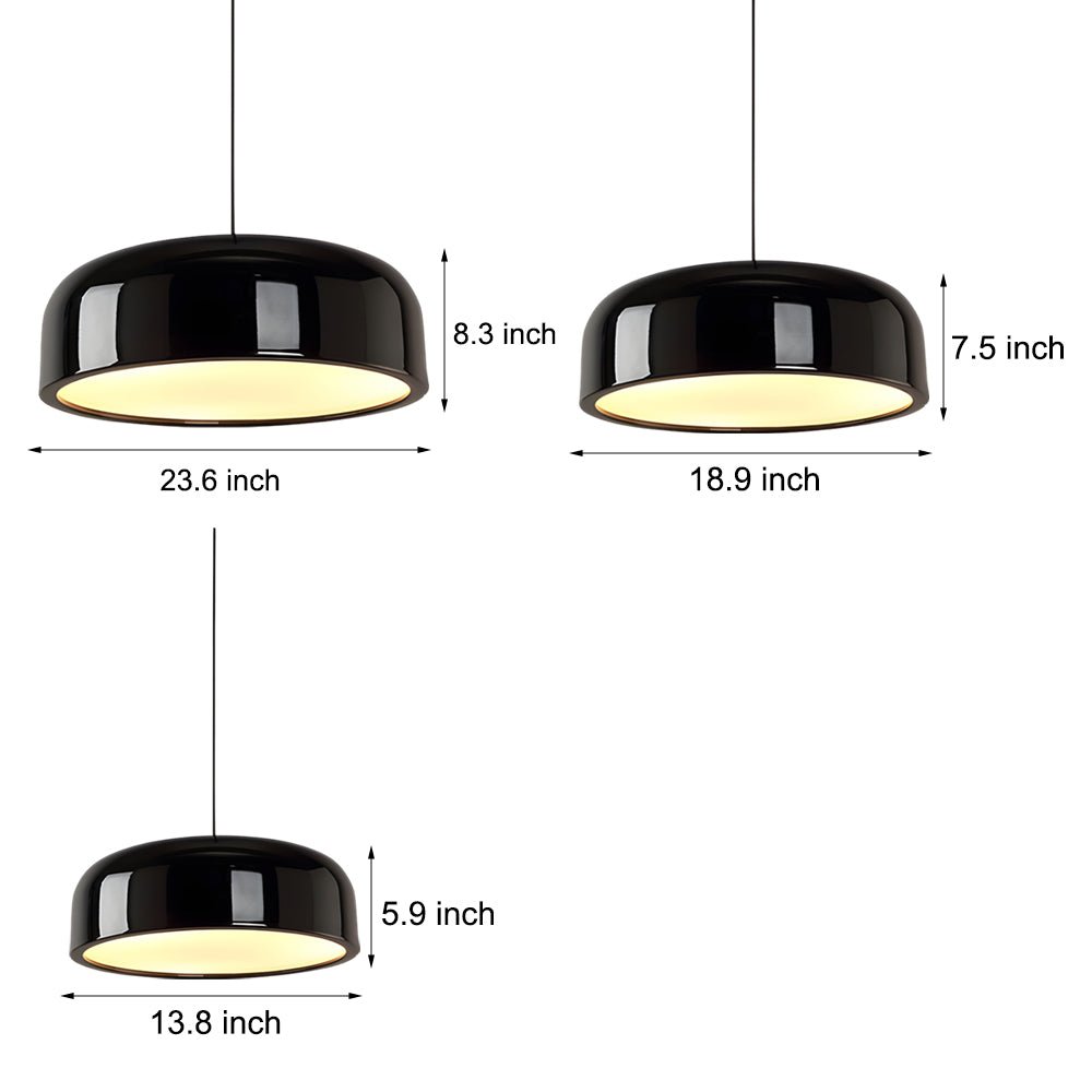 Smithfield Round Pendant Light — Aluminum & Acrylic, 3-Step Dimming LED, Black or White, 13.8" / 18.9" / 23.6"