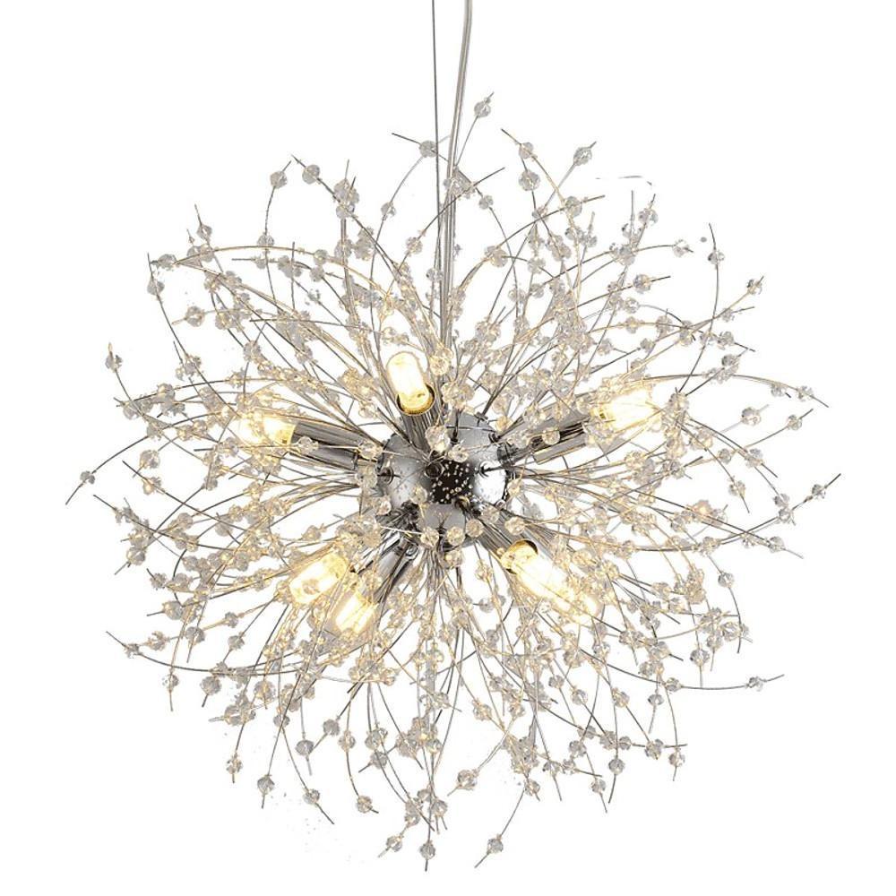 16" Mini Dandelion Globe Chandelier — Electroplated Metal, 8-Light G9 LED, 3000K/6000K, 39" Adjustable Cord