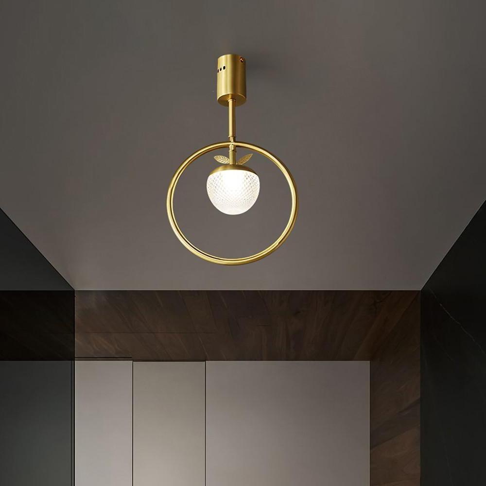 Modern Gold Ring LED Semi-Flush Mount — Copper and Acrylic, 6W Warm White, 10" Diameter