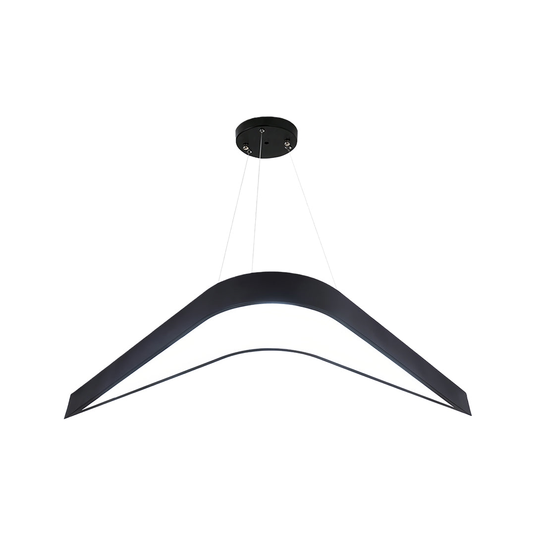 Swallowtail Geometric Chandelier — Black Wrought Iron, White Acrylic, LED, 31.5"–55.1" Dia.
