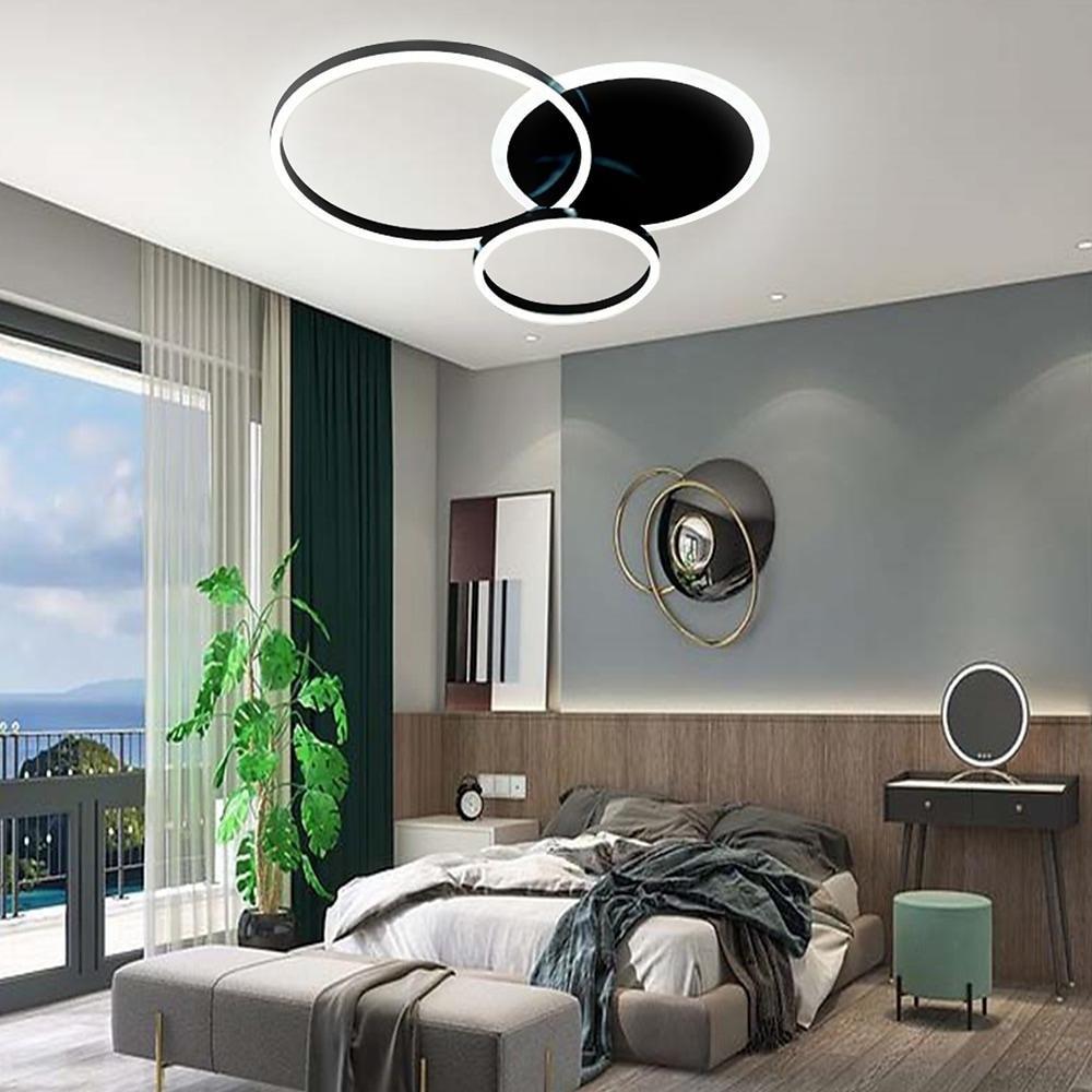 3-Ring Circle Flush-Mount Light — White Acrylic, 3-Light LED, 3-Color Dimmable, 26" × 20"
