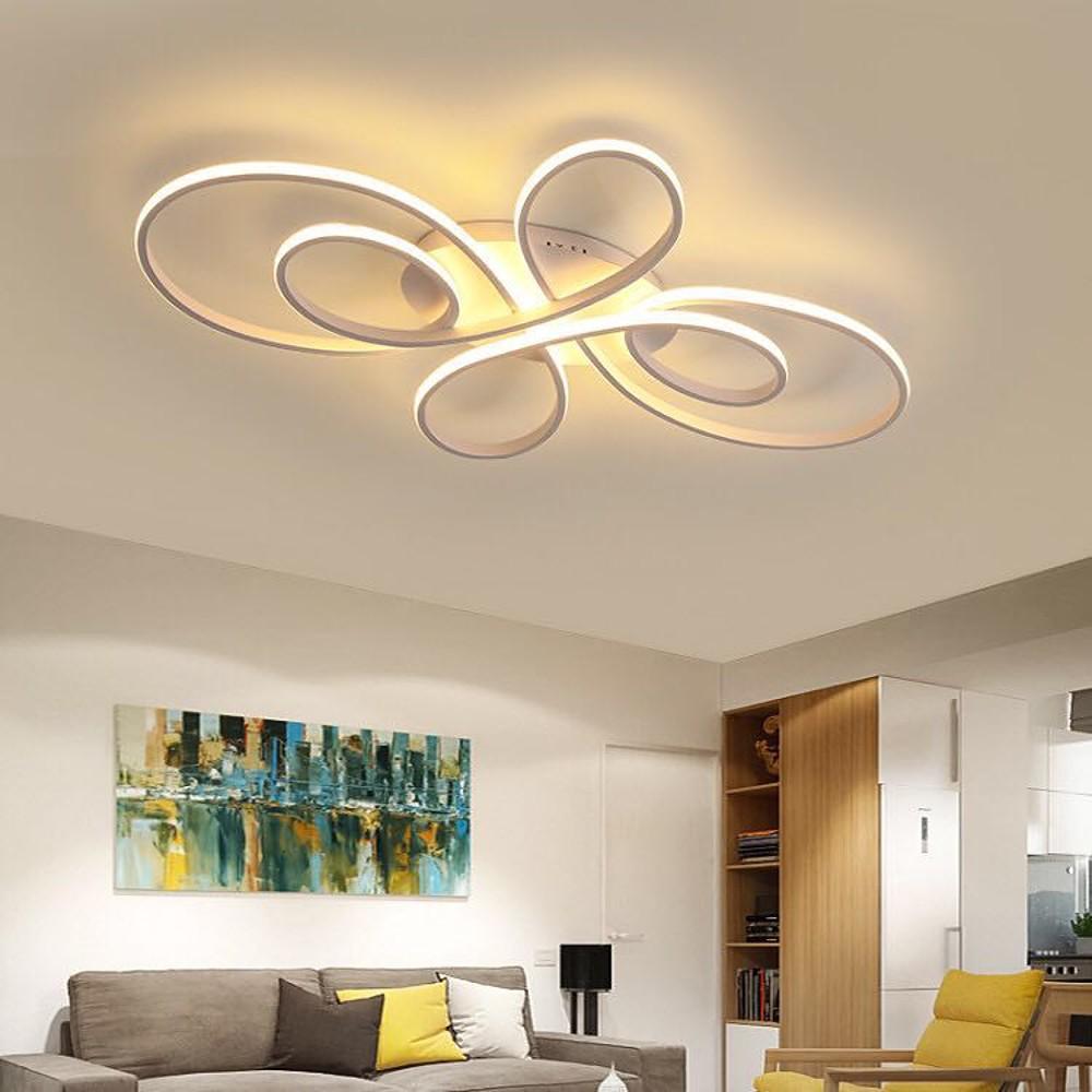 Wave Ornate Flush-Mount Ceiling Light — Aluminum, Silica Gel Shade, LED, Dimmable, 3000K–6000K, 31" x 19"