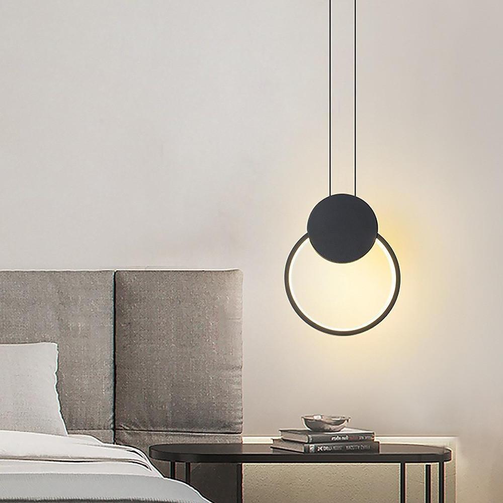 Modern Geometric Mini Pendant Light — Black Metal, LED E26/E27, 39" Adjustable Cord