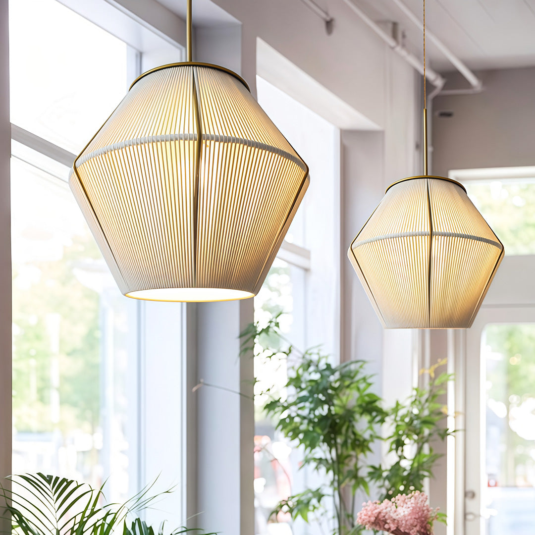 Braided Hemp Rope Pendant Light — Iron Frame, Japandi Rustic, 7W LED, Adjustable 59.1" Cord