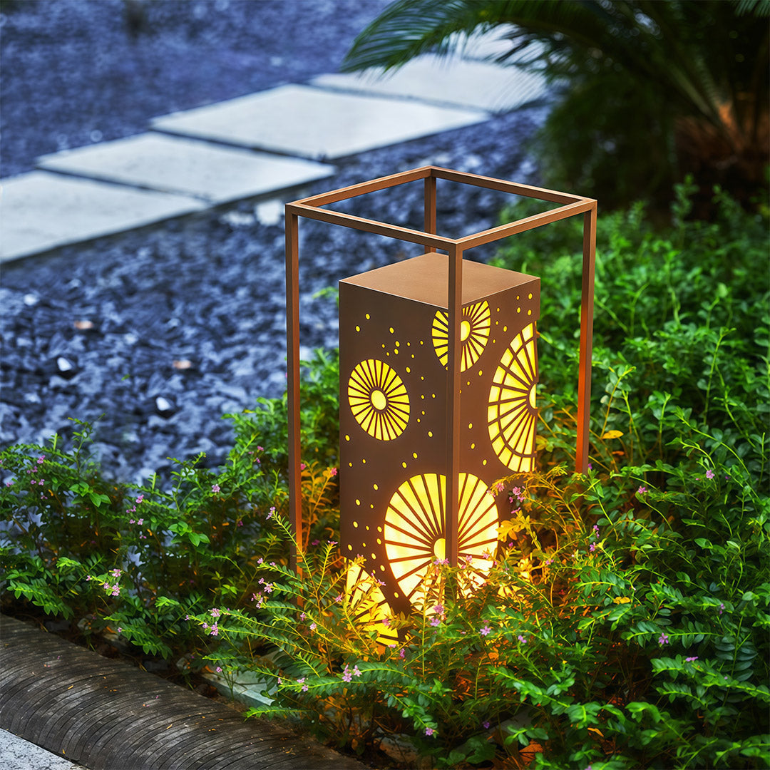 LED Bollard Light — Stainless Steel with Faux Marble Shade, Three-Color Dimming, IP54, 21.7"