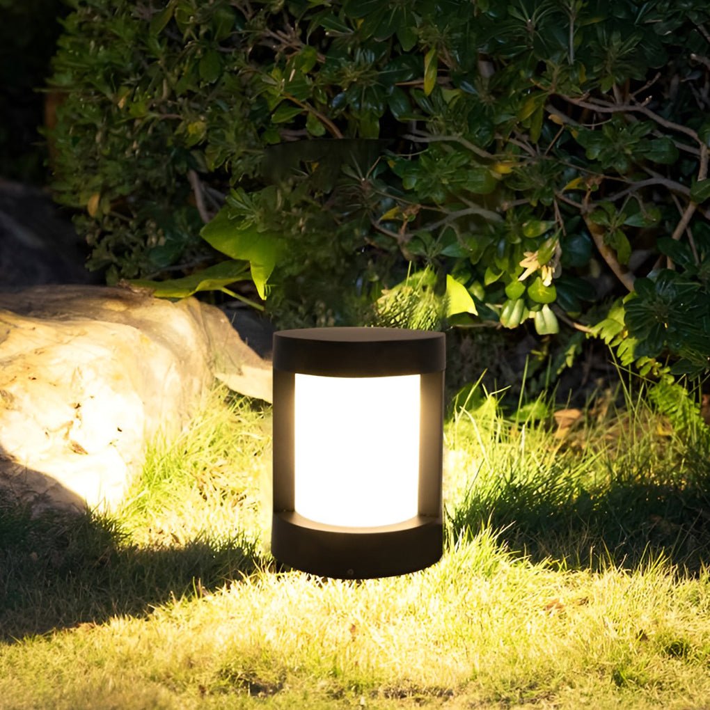 solar and wired outdoor lighting solutions black cylindrical led pathway bollard lights