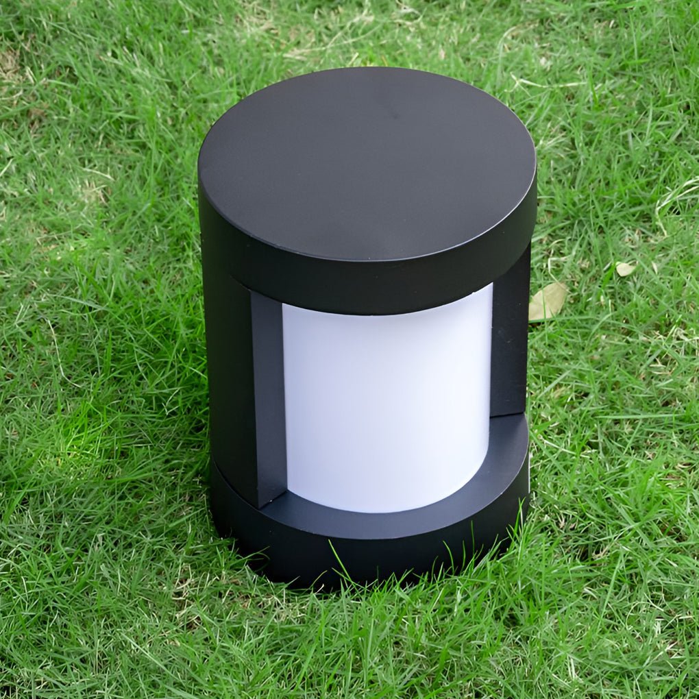 solar and wired outdoor lighting solutions black cylindrical led pathway bollard lights