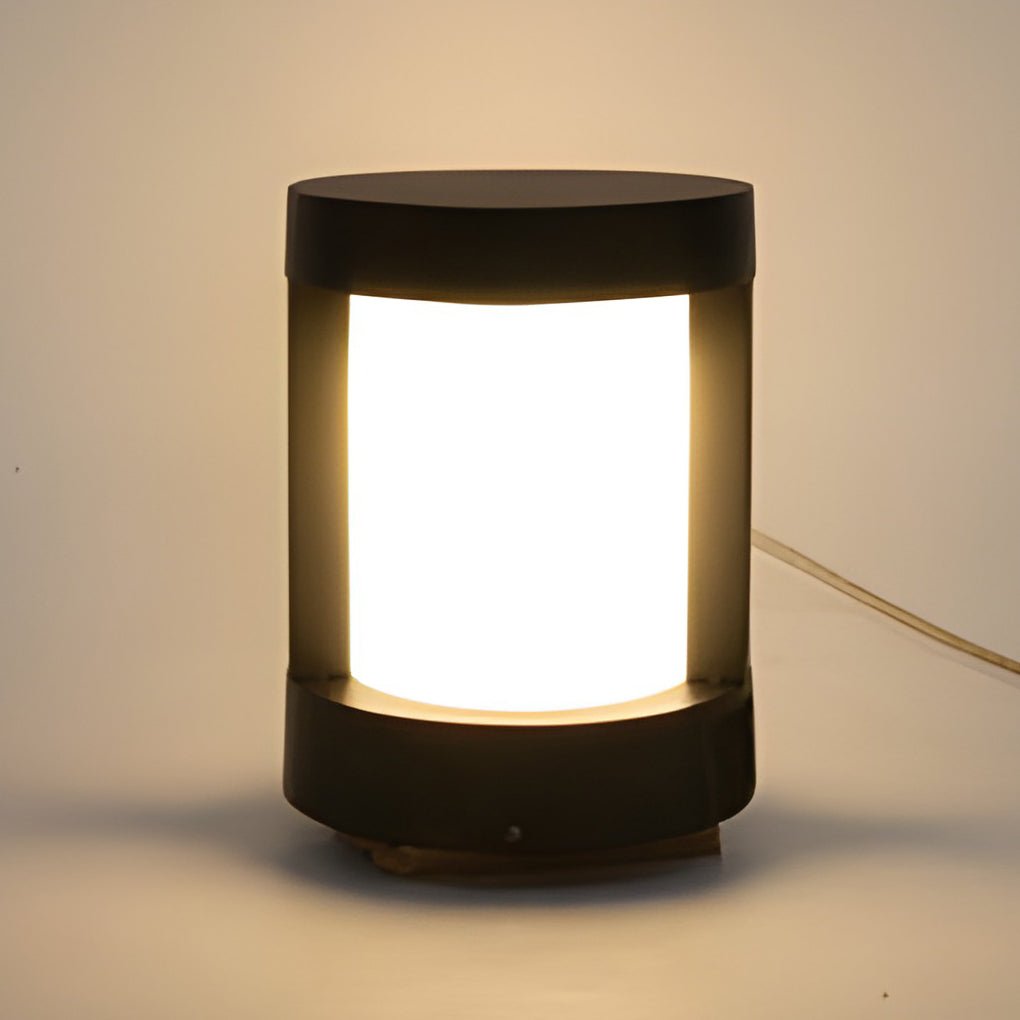 solar and wired outdoor lighting solutions black cylindrical led pathway bollard lights