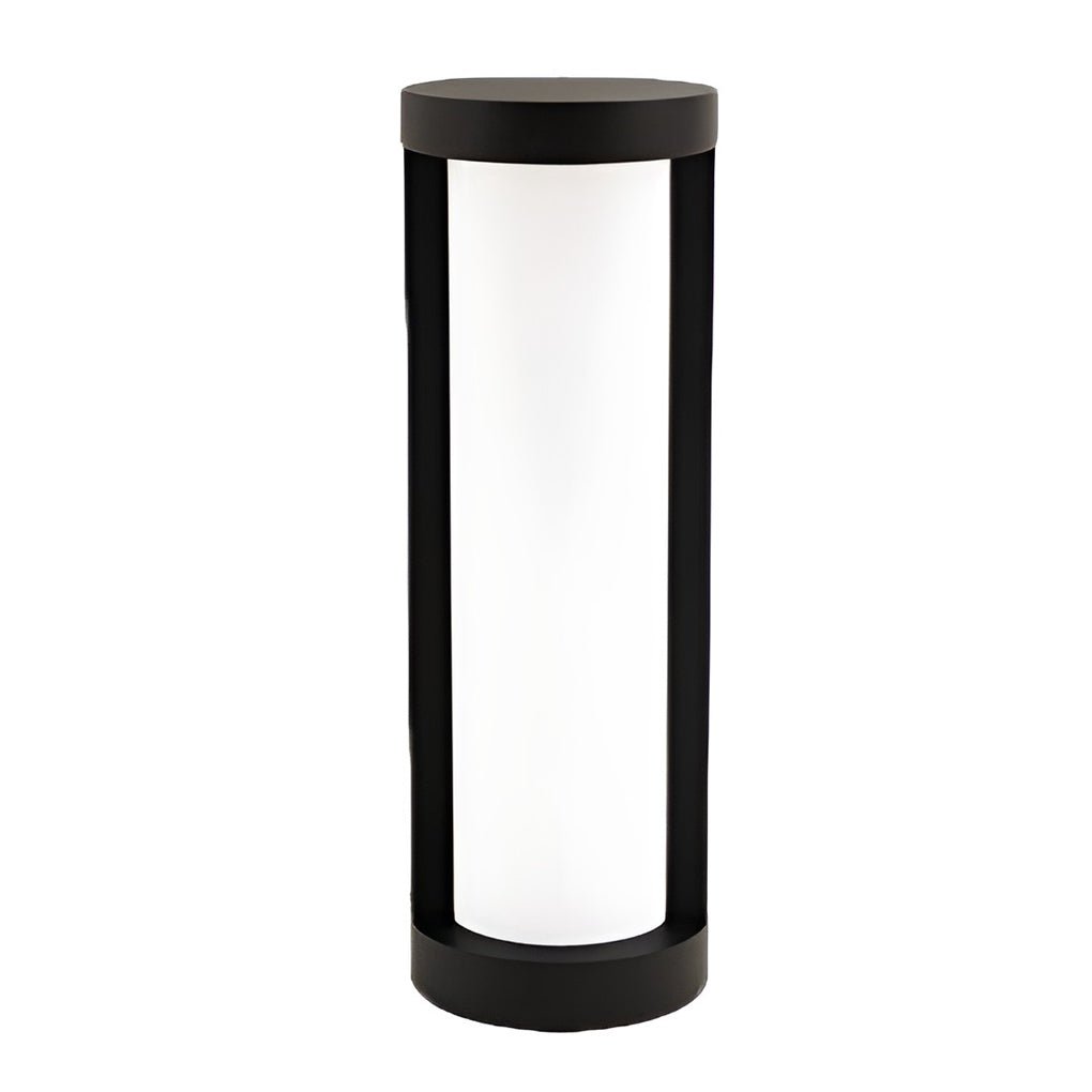 solar and wired outdoor lighting solutions black cylindrical led pathway bollard lights