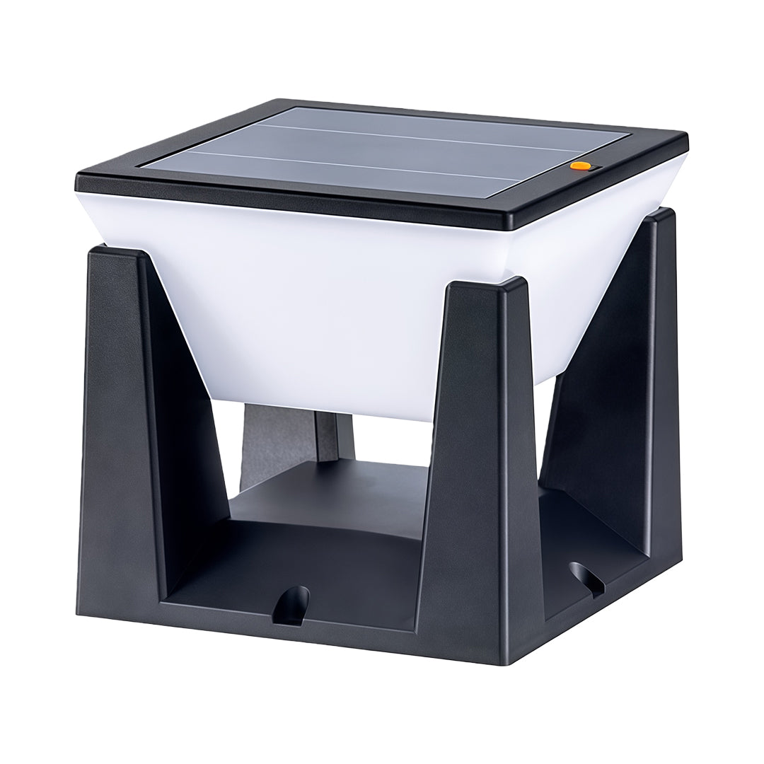 Solar Bollard Pillar Light — Black ABS, LED, Three-Color Dimming (3000K/4500K/6000K), IP65 Weatherproof, Dusk-to-Dawn