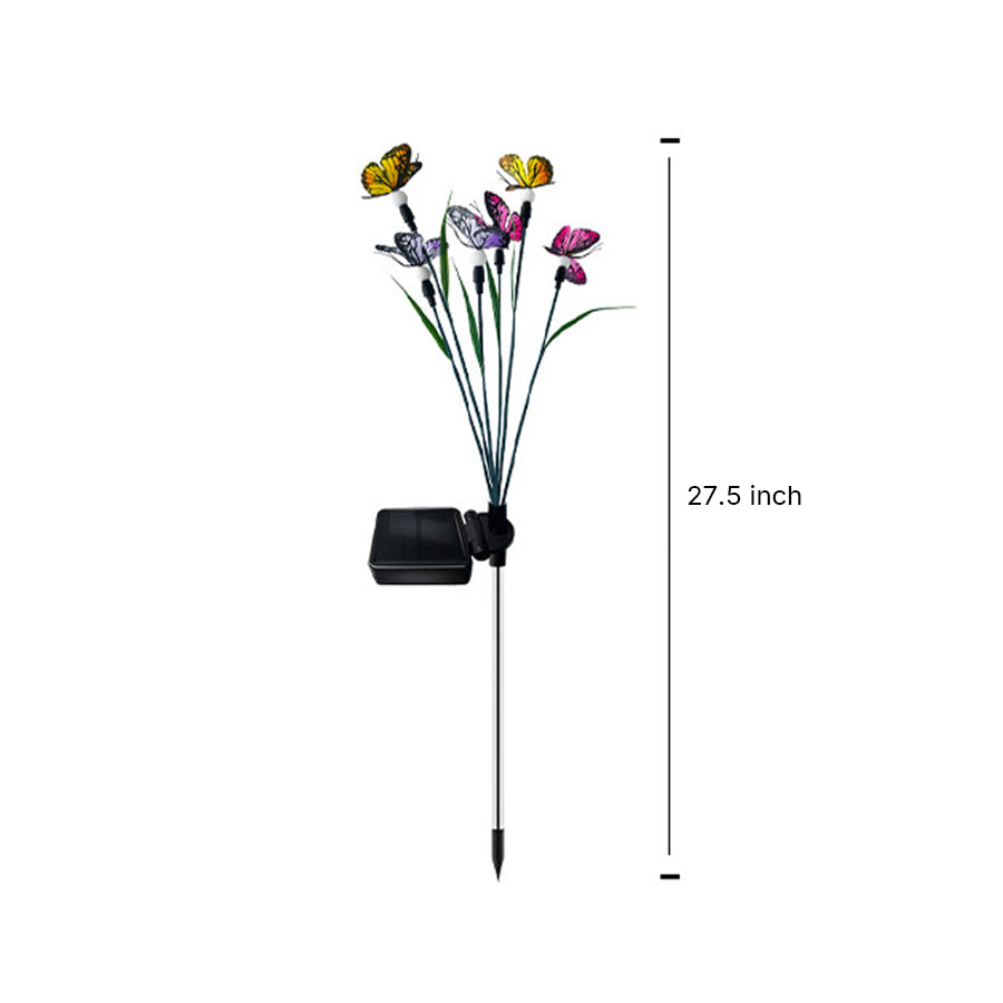 Six-Head Butterfly Solar Garden Stake Light — Fabric Butterflies, LED Warm White, Dusk-to-Dawn, IP65 Weatherproof