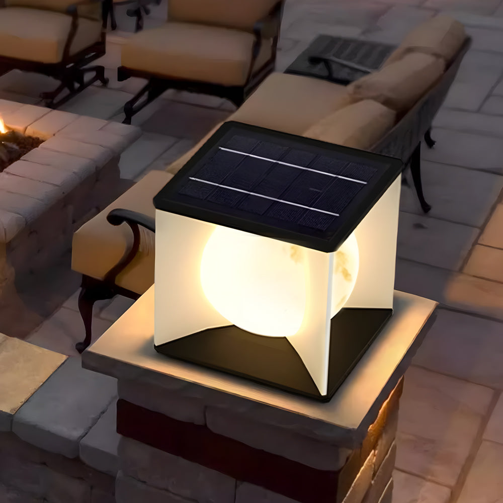 Square Waterproof Outdoor Pillar Lights with Acrylic Lampshade in Stainless Steel
