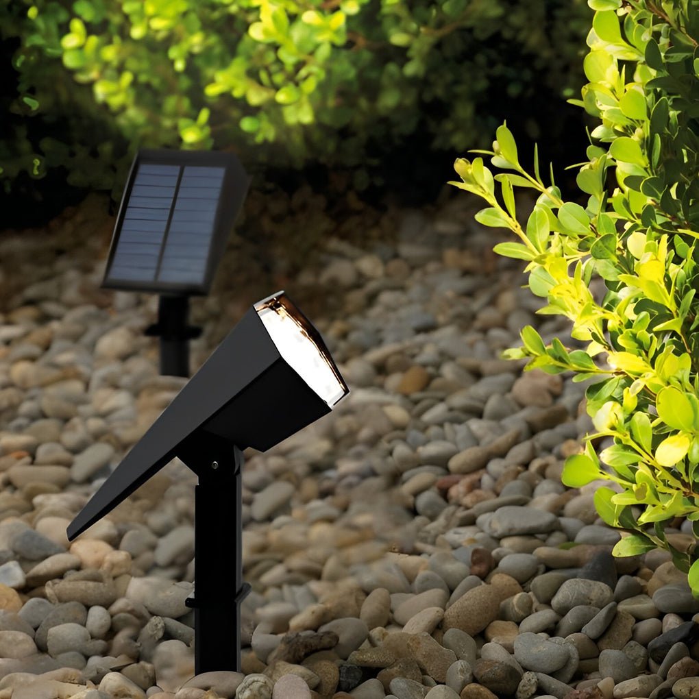 Adjustable-Angle Solar Flood Spike Spotlight — Die-Cast Aluminum, LED, Warm White / RGB, IP65 Weatherproof