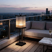Square Ripple-Glass Outdoor Lantern — Black, 12W LED, 4000K, IP65, Solar / Hardwired, Remote, 3 Sizes