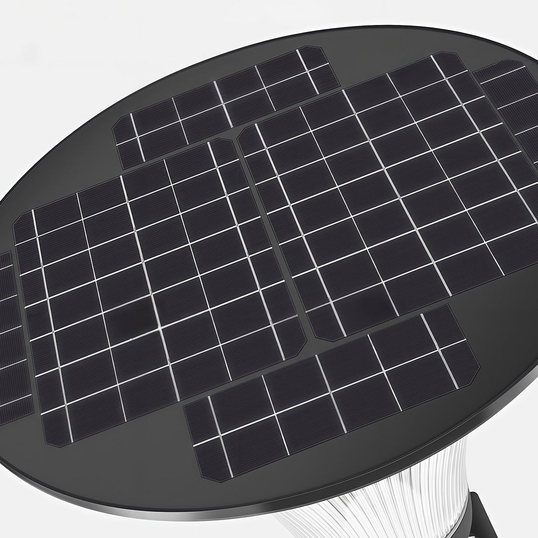 Outdoor Garden Pillar Light — Black Aluminum, LED, Solar 20W / Hardwired 50W, Dual CCT, IP65