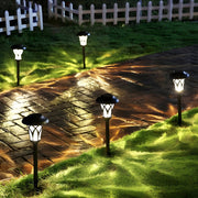 Retro-Modern Solar Path Light — Glass & Stainless Steel, LED Warm White, Waterproof Stake